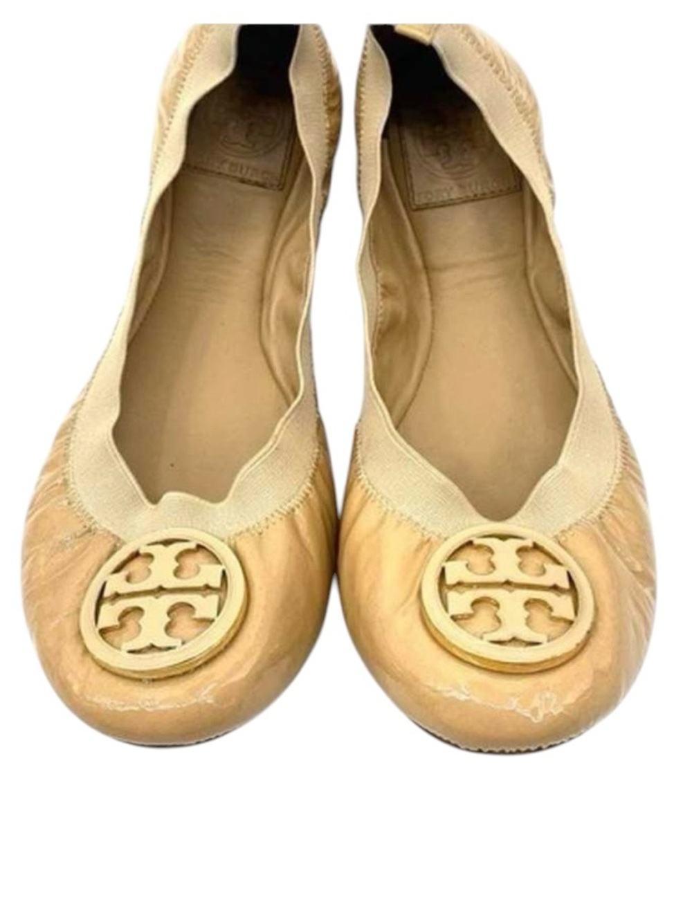 Tory Burch Caroline , Patent Leather Ballerinas, Nude